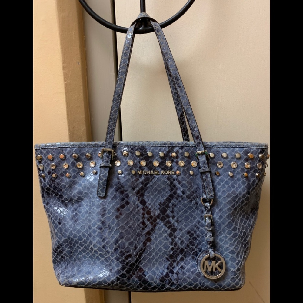 Michael Kors Classy Jet Set Blue Tote Bag